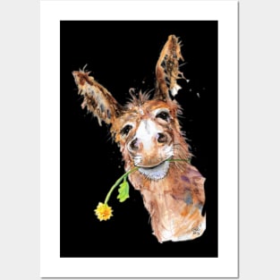 Cute Donkey with Flower Posters and Art